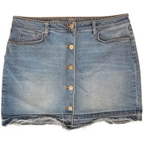 a. n. a. A New Approach Button Front Denim Jean Frayed Hem Mini Skirt Women's 16